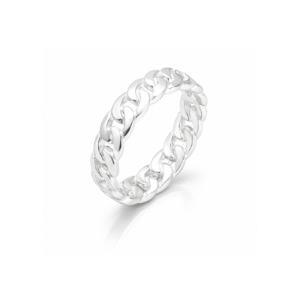 Anel Prata Elos Correntes Trançadas