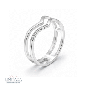 Anel Prata Dois Fios Formato V