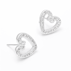 Brinco Prata Coração Cravejado e Vazado