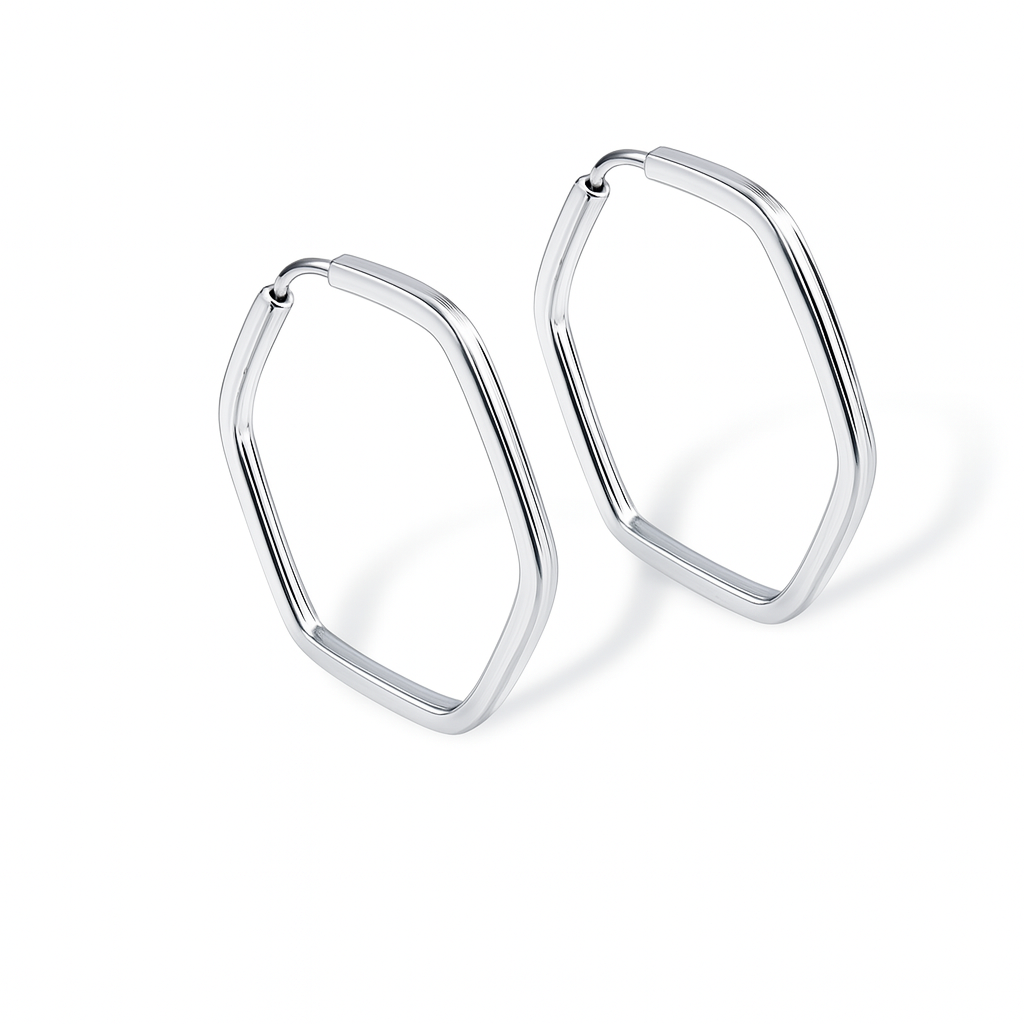 Argola Prata Hexagonal 2,5 cm