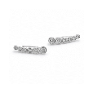 Brinco Prata Tipo Ear Cuff 06 Zircônias Redondas Cristal