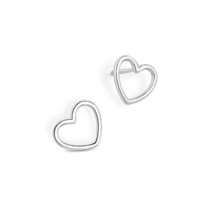 Brinco Prata Coração Vazado 08 mm