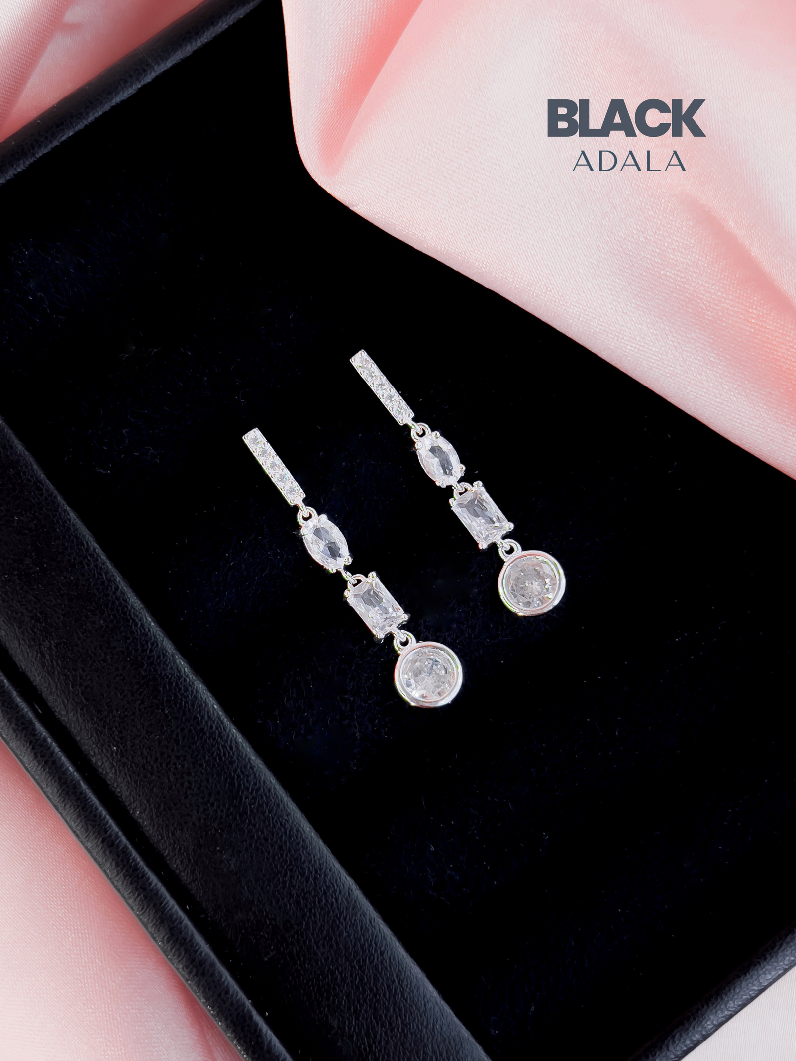 Brinco Prata Base Cravejada Pendulo Zirconia