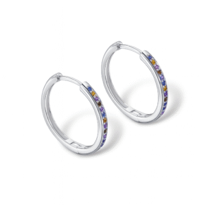 Brinco Prata Argola Cravejada Colorida 20 MM