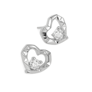 Brinco Prata Coraçao Trabalhado Zirconia