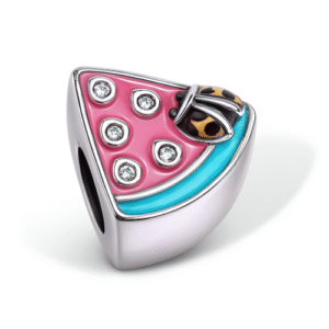 Berloque Prata Separador Melancia Joaninha Zirconia