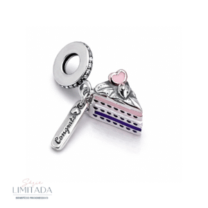 Berloque Prata Fatia Bolo Colorido