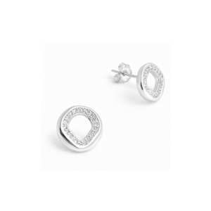 Brinco Prata Redondo Vazado Centro Cravejado