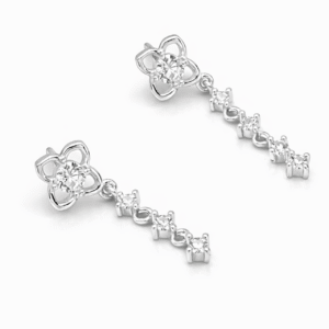 Brinco Prata Flor Zirconia Pendure