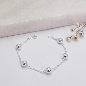 Pulseira Prata 5 Bolas 7 MM