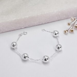 Pulseira Prata 5 Bolas 9 MM