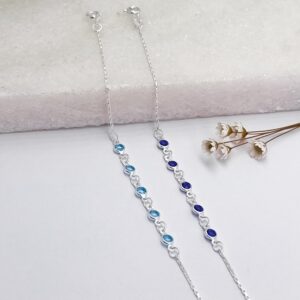Pulseira Prata 5 Zirconias Redondas