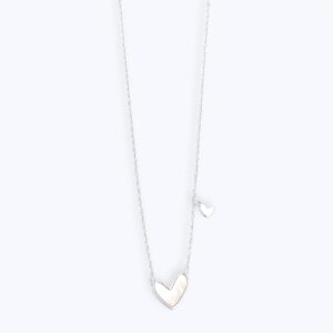Choker Prata 2 Corações Madreperola