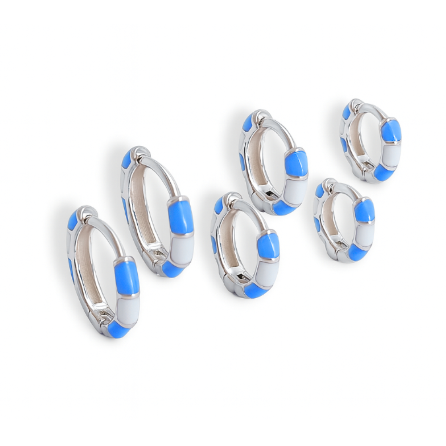 Brinco Prata Trio Resina Azul