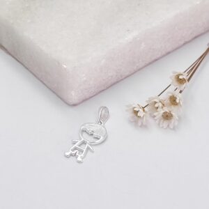 Pingente Prata Menino Liso Vazado 2,7 CM
