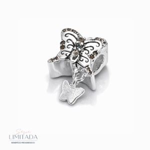Berloque Prata Separador Borboleta Cravejada