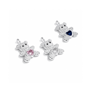 Pingente Prata Urso Cravejado Zirconia Cores