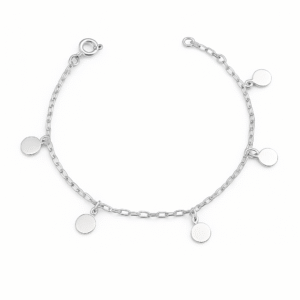 Pulseira Prata 05 Pingentes Chapados Redondos Cartier