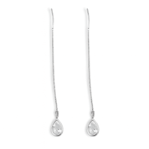 Brinco Prata Corrente Gota 6x8 mm Cravação Inglesa