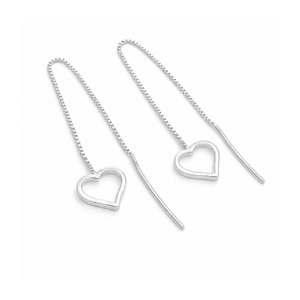 Brinco Prata Corrente Coração 8x8 mm Vazado